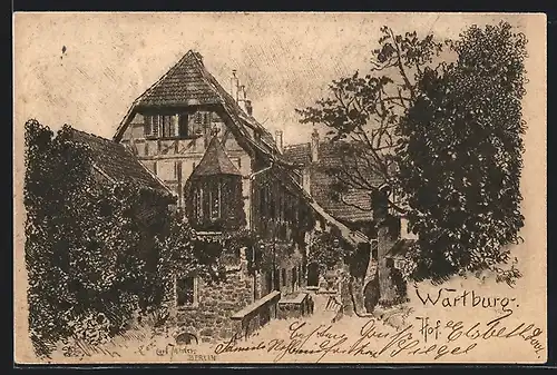 Künstler-AK Carl Jander: Eisenach, Wartburg, Hof