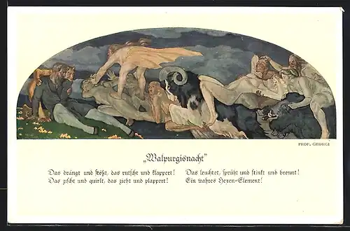 Künstler-AK Walter Georgi: Leipzig, Walpurgisnacht, Gemälde in Auerbachs Keller