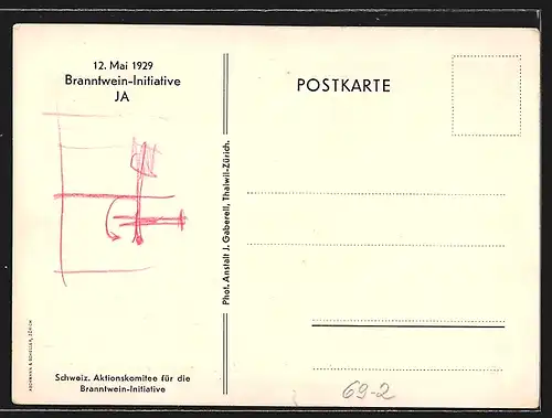 AK Branntwein-Initiative Ja 12. Mai 1929, Anti-Alkohol