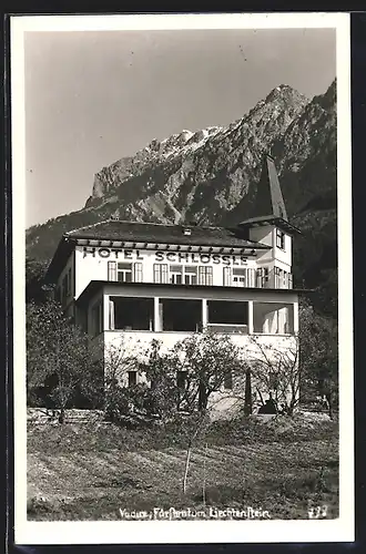 AK Vaduz, Hotel Schlössle mit Bergpanorama