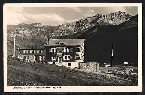 AK Malbun, Gebirgszug mit Alpenkurhaus