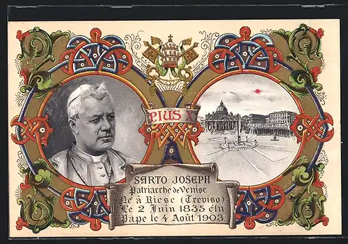 Lithographie Pius X., Sarto Joseph, Patriarch de Venise...