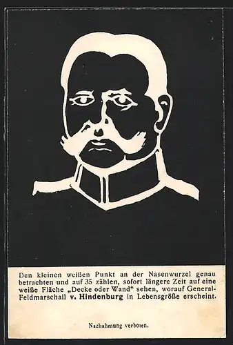 AK Portrait Generalfeldmarschall Paul von Hindenburg, optische Täuschung