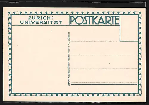 Künstler-AK Ernst E. Schlatter: Zürich, Gesamtansicht der Universität