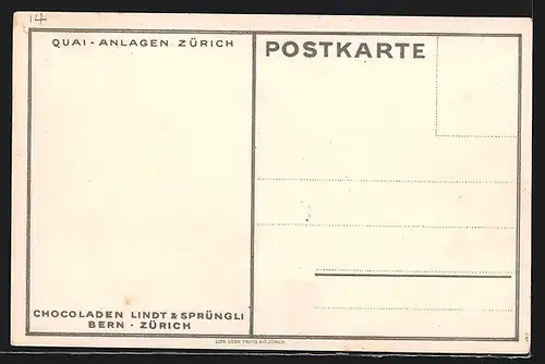 Künstler-AK Ernst E. Schlatter: Zürich, Quai-Anlagen