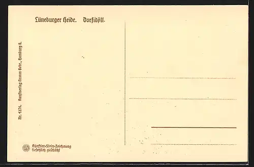 Steindruck-AK Lüneburger Heide, Dorfidyll, Ententeich