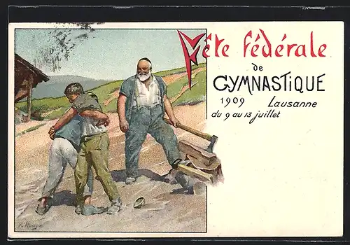 Künstler-AK Lausanne, Fête Fédérale de Gymnastique 1909