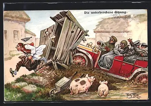 Künstler-AK A. Thiele: Die unterbrochene Sitzung