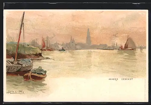 Künstler-AK Henri Cassiers: Anvers, L`Escaut, Ort in der Ferne