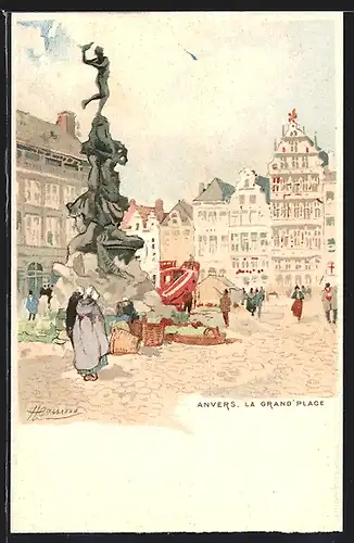 Künstler-AK Henri Cassiers: Anvers, La Grand`Place
