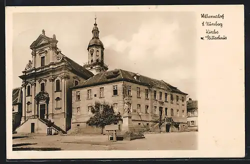 AK Wilhermsdorf b. Nürnberg, Kirche mit Ritterhaus