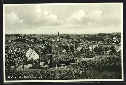 AK Mkt. Dietenhofen i. Mfr., Ortsansicht mit Kirche
