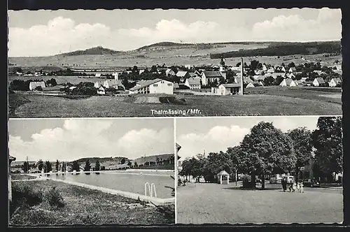 AK Thalmässing /Mfr., Ortsansicht, Schwimmbad, Strassenpartie