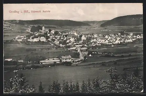 AK Greding, Südwestliche Ansicht der Ortschaft