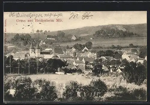 AK Heidenheim / Mfr., Panoramablick zum Ort