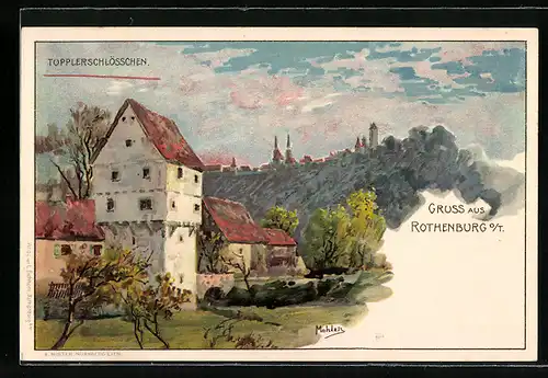 Künstler-AK Rothenburg o. T., Topplerschlösschen