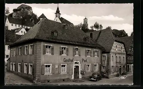 AK Waischenfeld, Gasthof zur Post mit Automobil