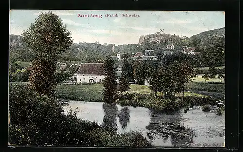 AK Streitberg (Fränk. Schweiz), Blick über das Wasser zur Stadt