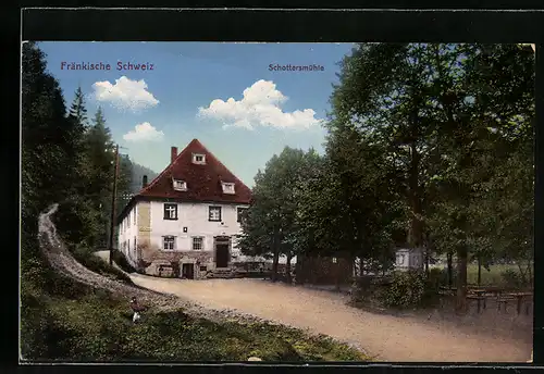 AK Schottersmühle, Strassenpartie mit Wohnhaus