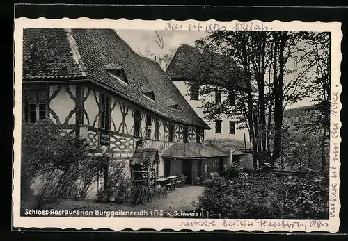 AK Burggailenreuth /Fränk. Schw., Gasthaus Schloss-Restauration