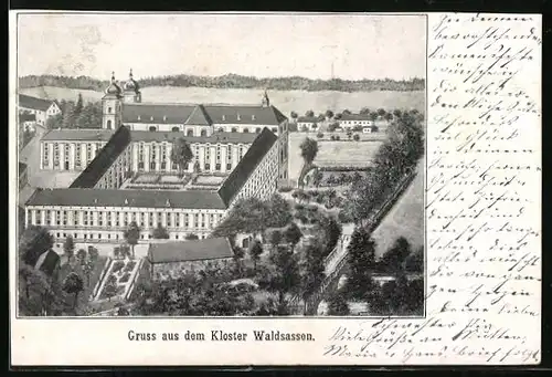 Künstler-AK Waldsassen, Ansicht Klosterkomplex