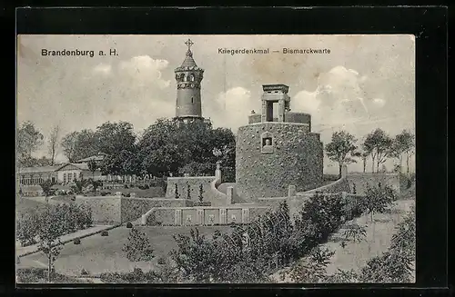 AK Brandenburg, Kriegerdenkmal & Bismarckwarte