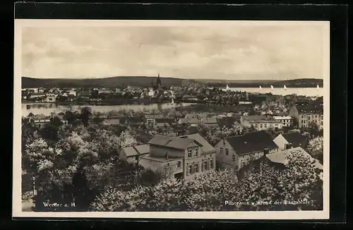 AK Werder a. H., Panorama während der Baumblüte