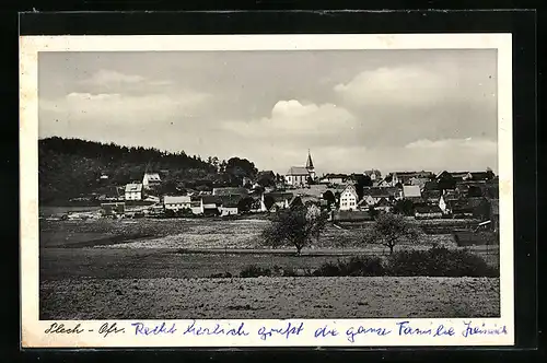 AK Plech-Ofr., Ortsansicht über Feld