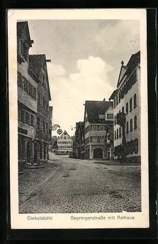 AK Dinkelsbühl, Segringerstrasse mit Rathaus