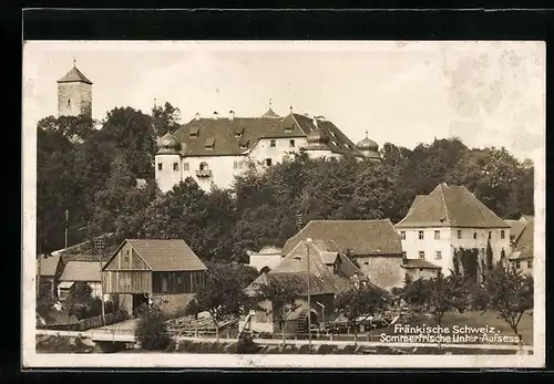 AK Unter-Aufsess /Fränkische Schweiz, Ortspartie mit Mühle