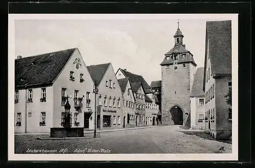 AK Leutershausen, Platz, Brunnen