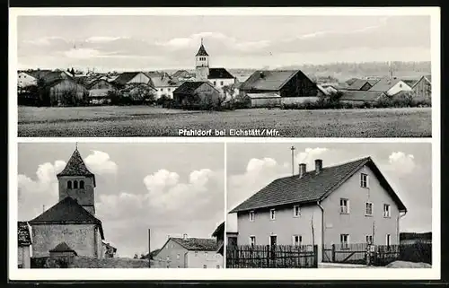 AK Pfahldorf bei Eichstätt, Teilansicht, Kirche, Wohnhaus