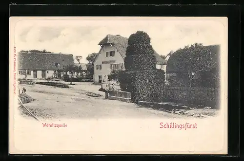 AK Schillingsfürst, Strassenpartie an der Wörnitzquelle