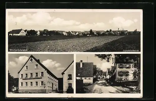 AK Wolfertsbronn, Gesamtansicht, Gasthaus zur Röss von Karl Lechler & Strassenpartie