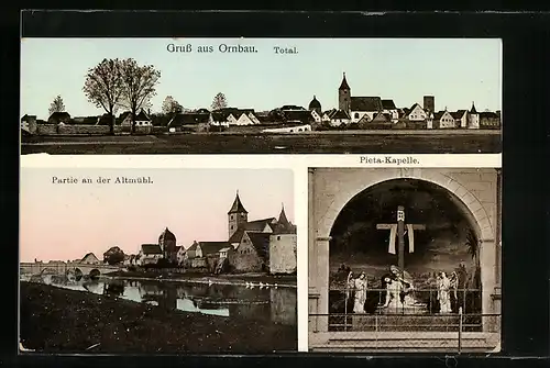 AK Ornbau, Pieta-Kapelle, Partie an der Altmühl, Gesamtansicht