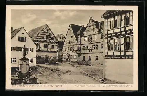 AK Eschenbach /Mittelfranken, Marktplatz mit Wolfram-Denkmal