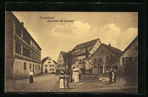 AK Wolframs-Eschenbach, Marktplatz mit Denkmal