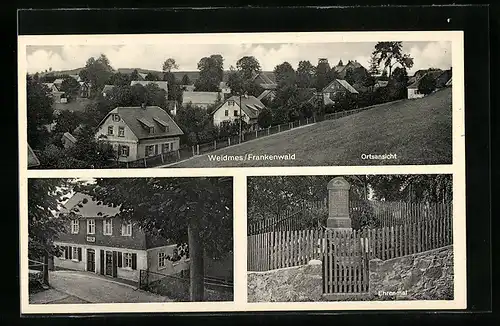 AK Weidmes /Frankenwald, Ortsansicht, Ehrenmal, Handlung von Hans Zeck