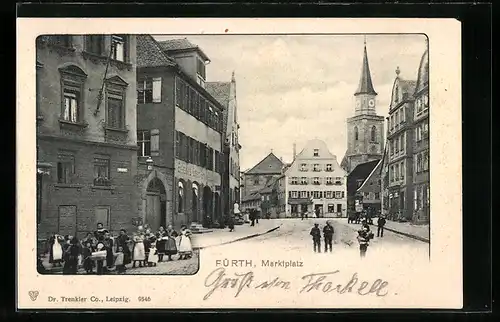 AK Fürth, Marktplatz mit Kindern