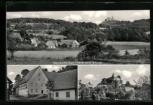 AK Steinensittenbach, Gasthaus Stief, Totalansicht, Burg