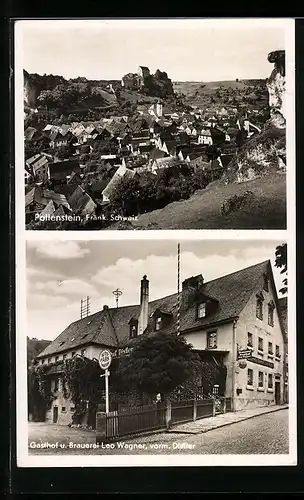 AK Pottenstein, Gasthof-Brauerei Leo Wagner, Ortspanorama