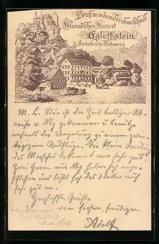 Vorläufer-AK Egloffstein /Fränkische Schweiz, 1895, Ortsansicht mit Schloss