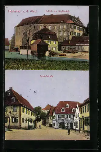 AK Höchstadt a. d. Aisch, Schloss und Stadtmühle, Partie in der Schlossstrasse