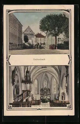 AK Eschenbach, Strassenansicht & Innenansicht der Kirche