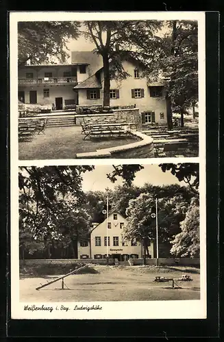 AK Weissenburg i. Bay., Spielplatz und Terrasse Gasthaus Ludwigshöhe