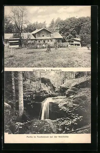 AK Eckersdorf /Donndorf, Gasthaus Waldhütte, Partie im Teufelsloch