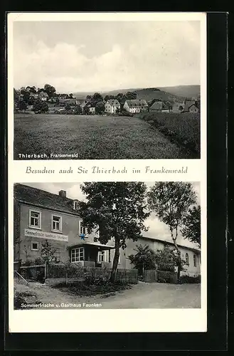 AK Thierbach im Frankenwald, Gasthaus Faunken, Ortspartie