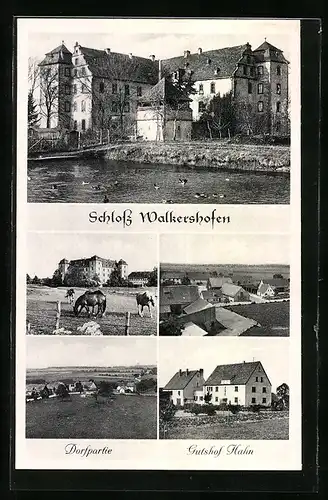 AK Walkershofen, Schloss, Gutshof Hahn, Ortspartie