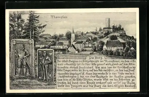 AK Thannstein, Ortsansicht mit Burg, Ritterdenkmäler