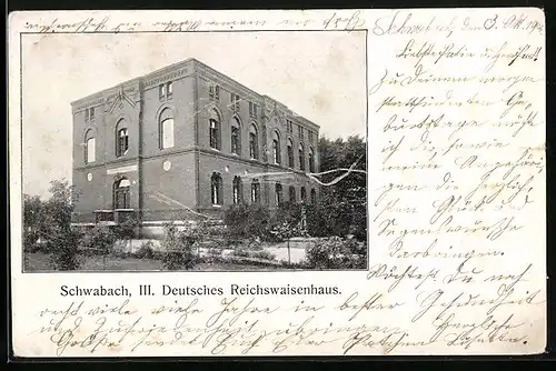 AK Schwabach, III. Deutsches Reichswaisenhaus